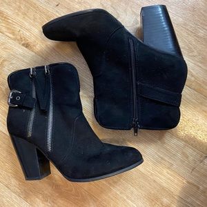 BOGO FREE; black ankle boots with zippers